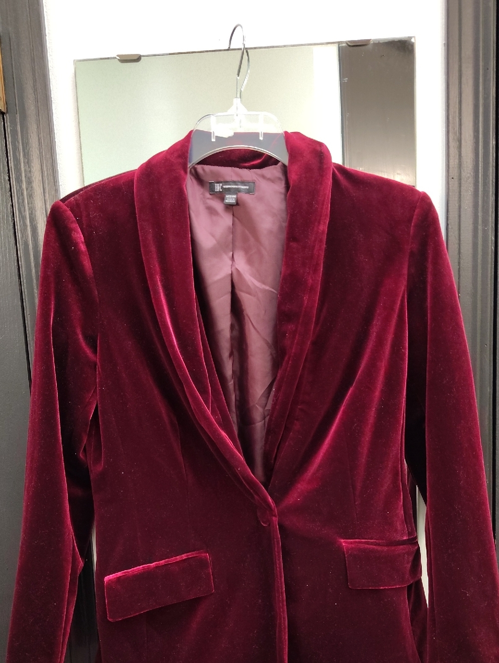 INC International Concepts Velvet Blazer in Deep Burgundy